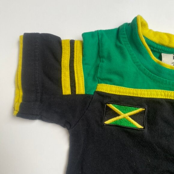 LMS Kids Short Sleeve Round Neck Jamaican Tshirt Black Green Yellow Size 2-4 - Picture 5 of 7